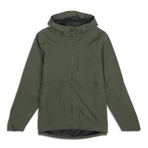 Lululemon Outpour Shell Rain Jacket Palm Deco Green
